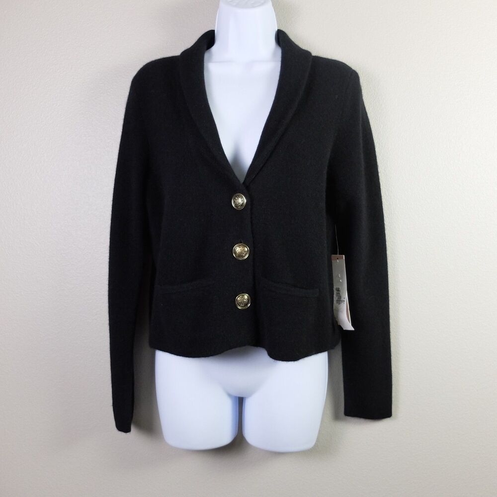 AQUA Cashmere Black Novelty Button Blazer Exclusive Size Medium NWT